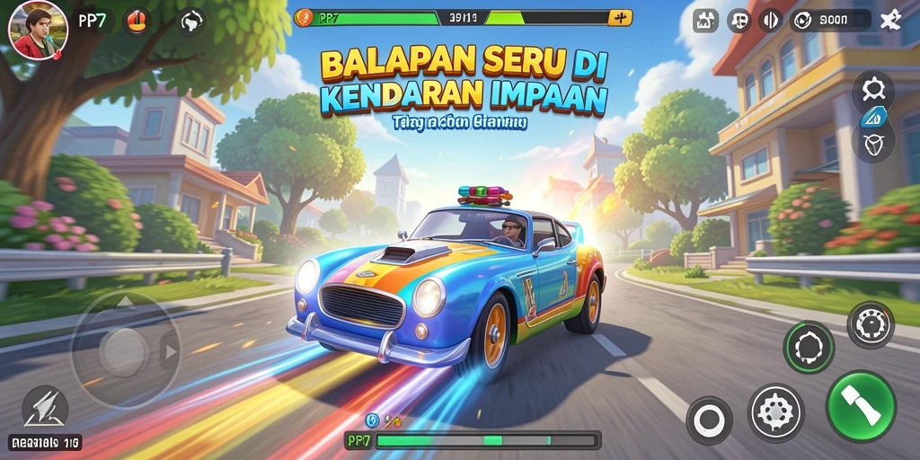Tampilan gameplay PP7 yang menegangkan di lintasan balap.